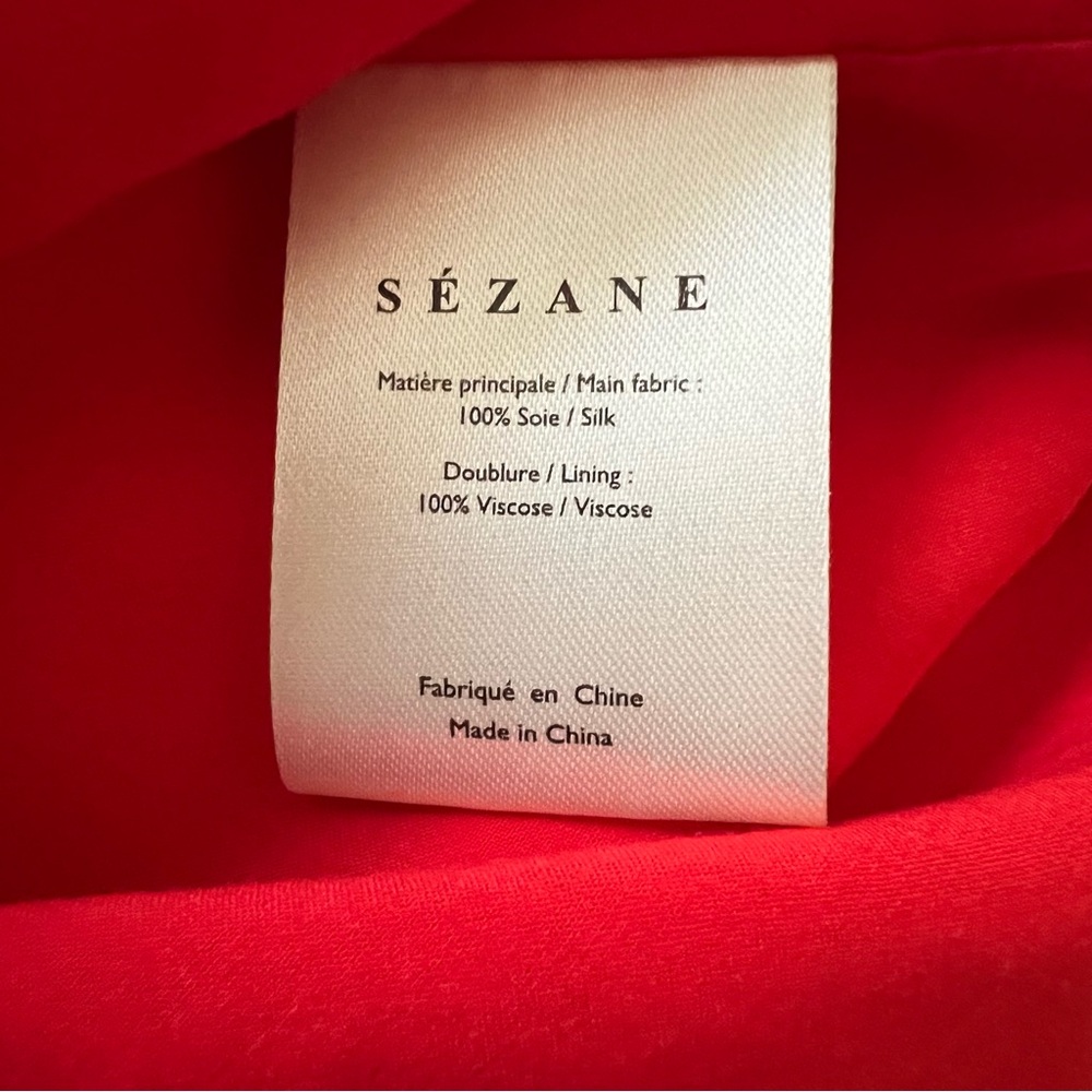 Sezane Lara Red Mini Flowers Floral Tie-Shoulder Blouse size 38/6 EUC - Picture 4 of 11